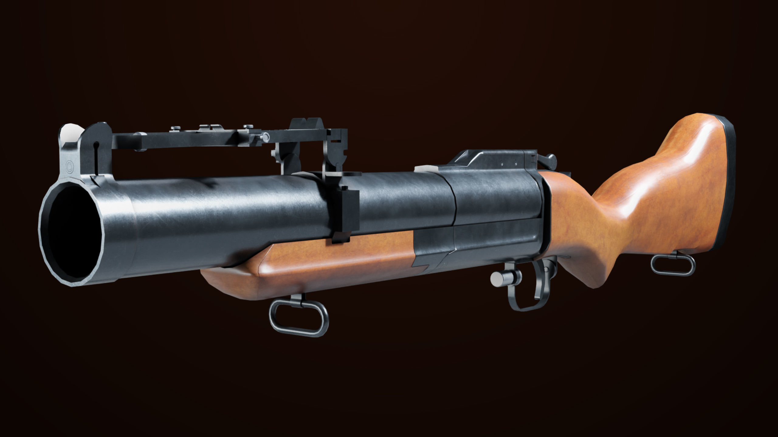 Grenade Launcher 02 Brown Generic PBR Low-poly 3D model_3