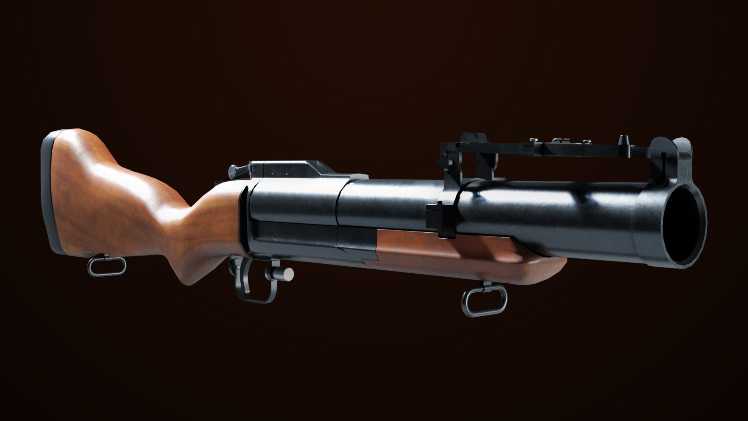 Grenade Launcher 02 Brown Generic PBR Low-poly 3D model_6