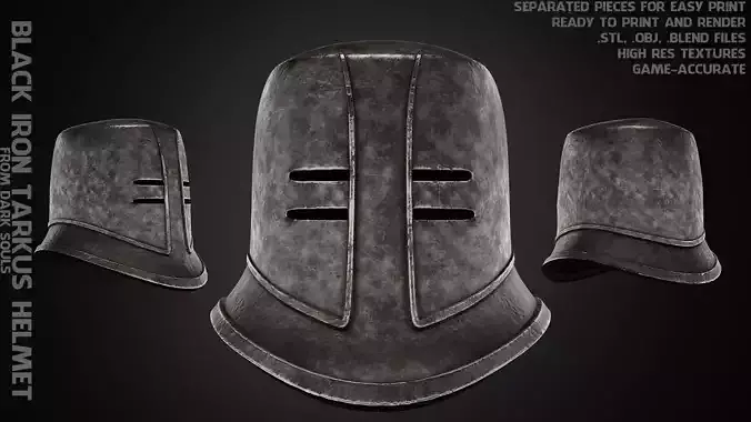 Dark Souls Black Iron Tarkus Helmet for Cosplay 3D print model