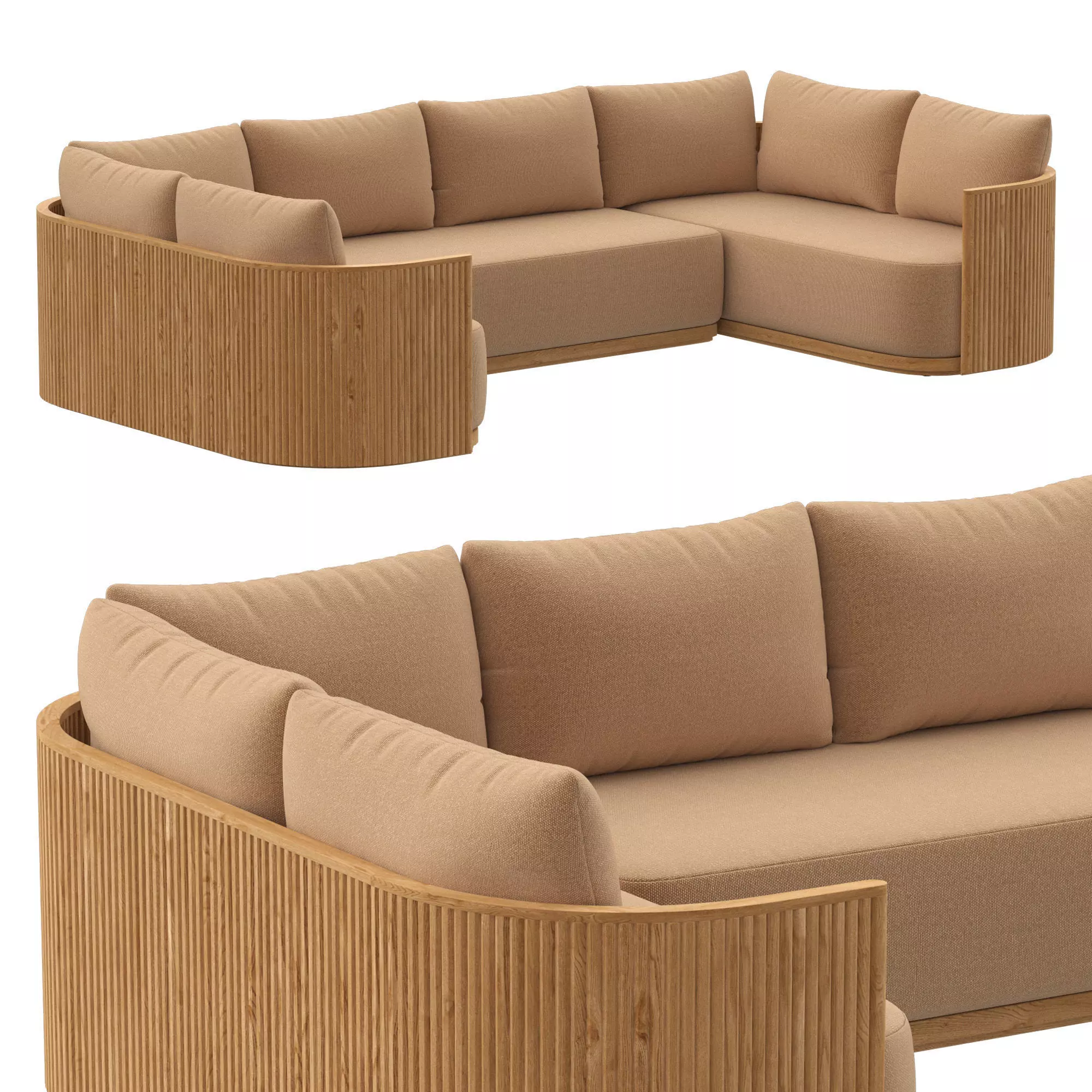 BYRON TEAK CUSTOMIZABLE SECTIONAL 3D model_0