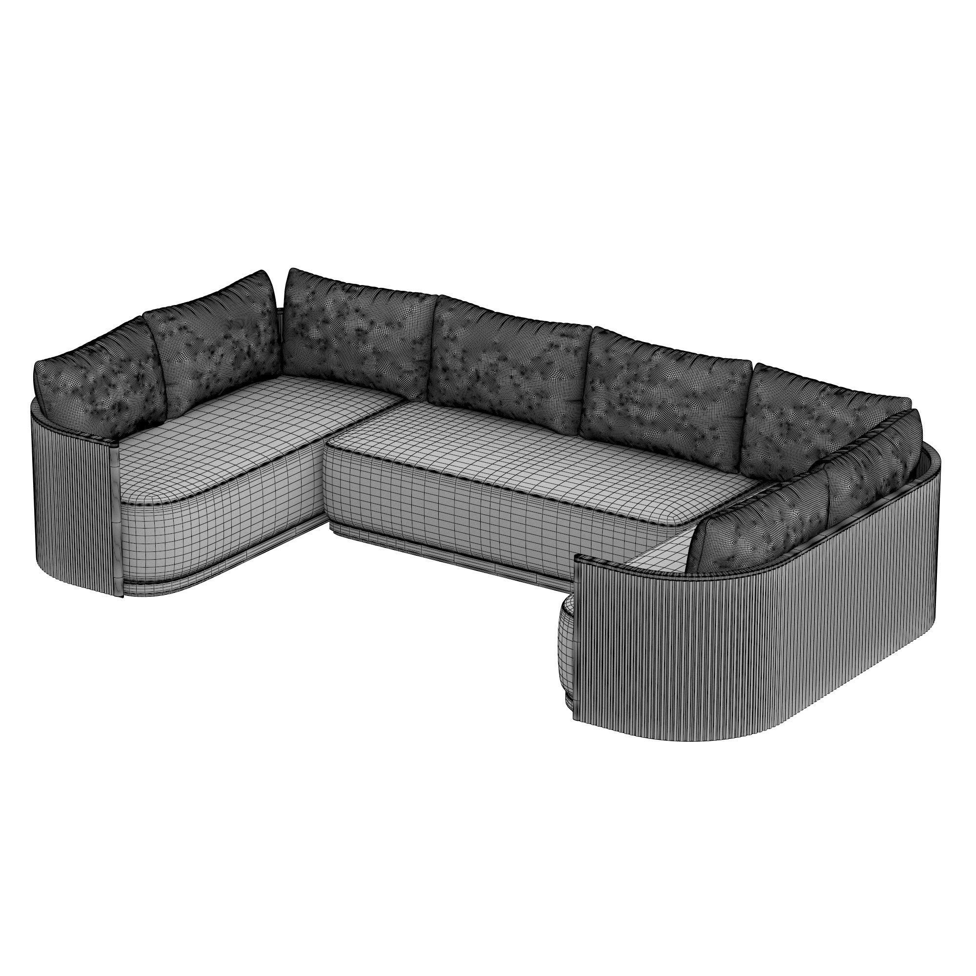 BYRON TEAK CUSTOMIZABLE SECTIONAL 3D model_5