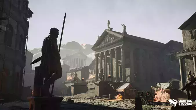 Roman Volcanic Temple Low-poly 3D model