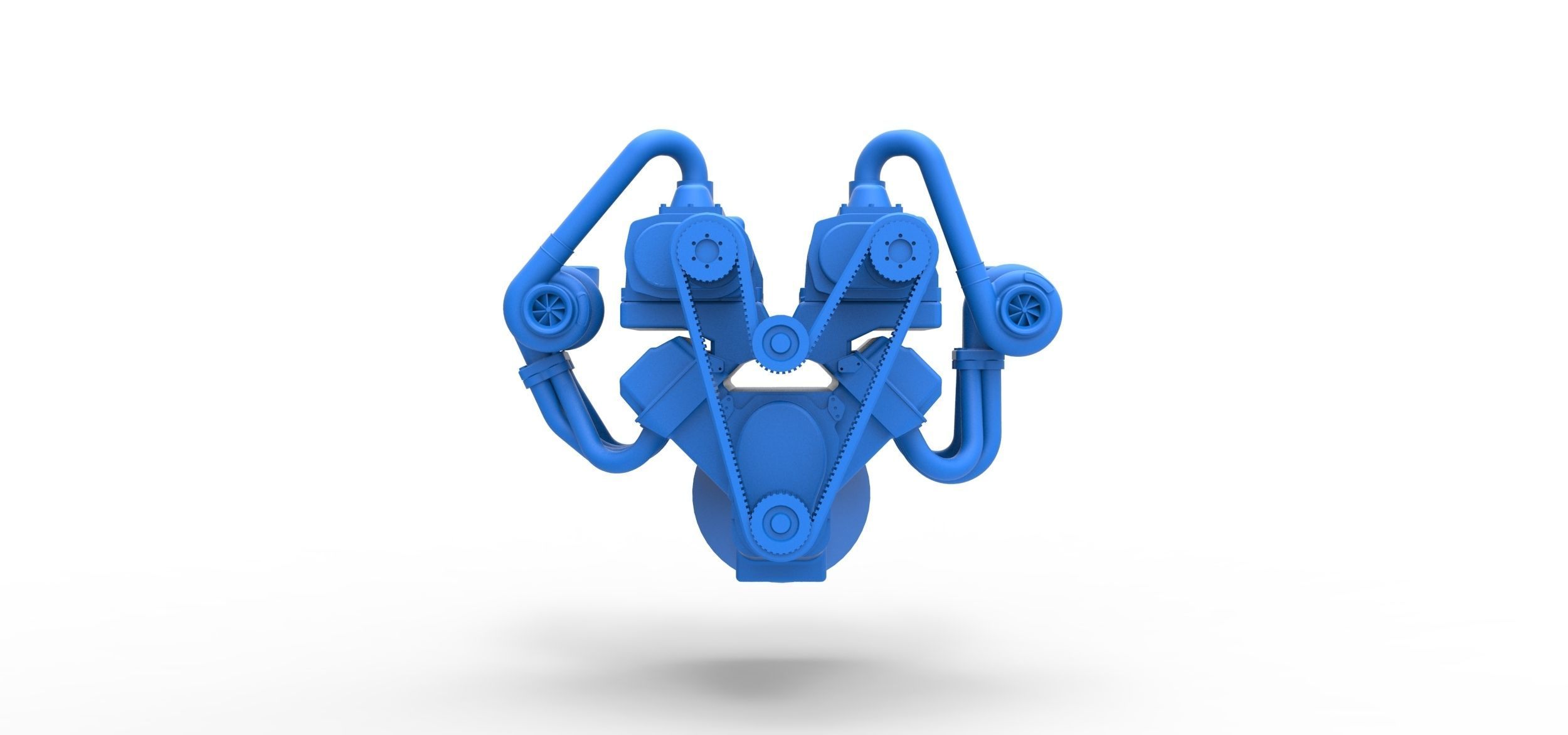 Twin turbo supercharged V8 Engine Version 6 Scale 1 to 25 3D print model_2