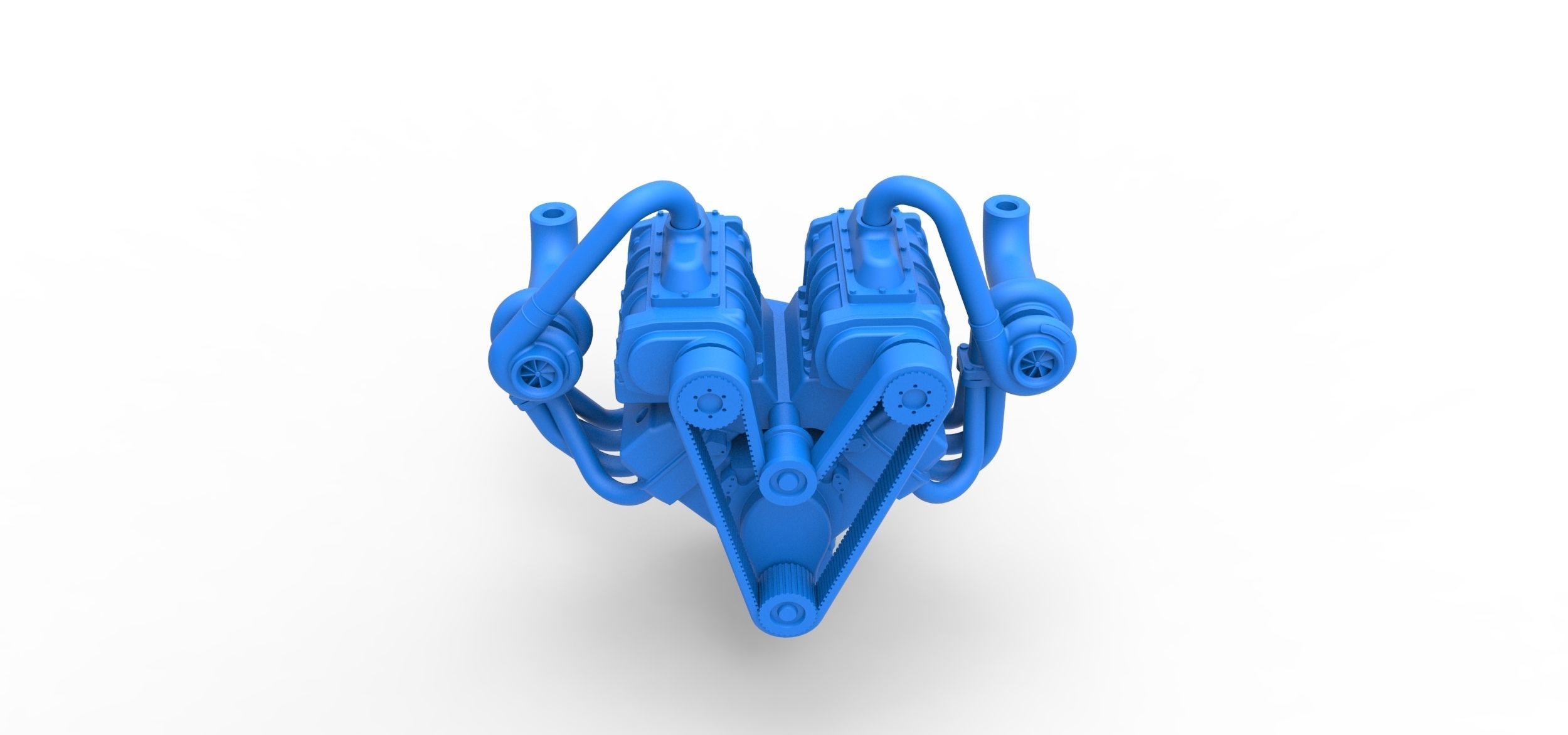 Twin turbo supercharged V8 Engine Version 6 Scale 1 to 25 3D print model_3