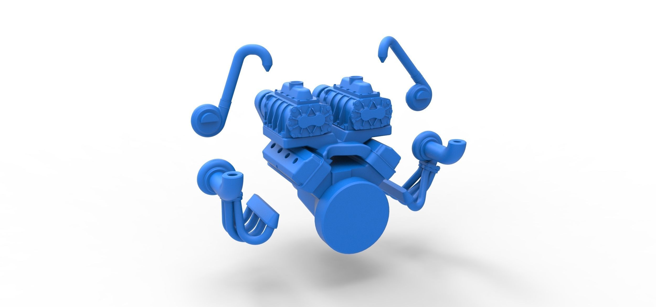 Twin turbo supercharged V8 Engine Version 6 Scale 1 to 25 3D print model_15