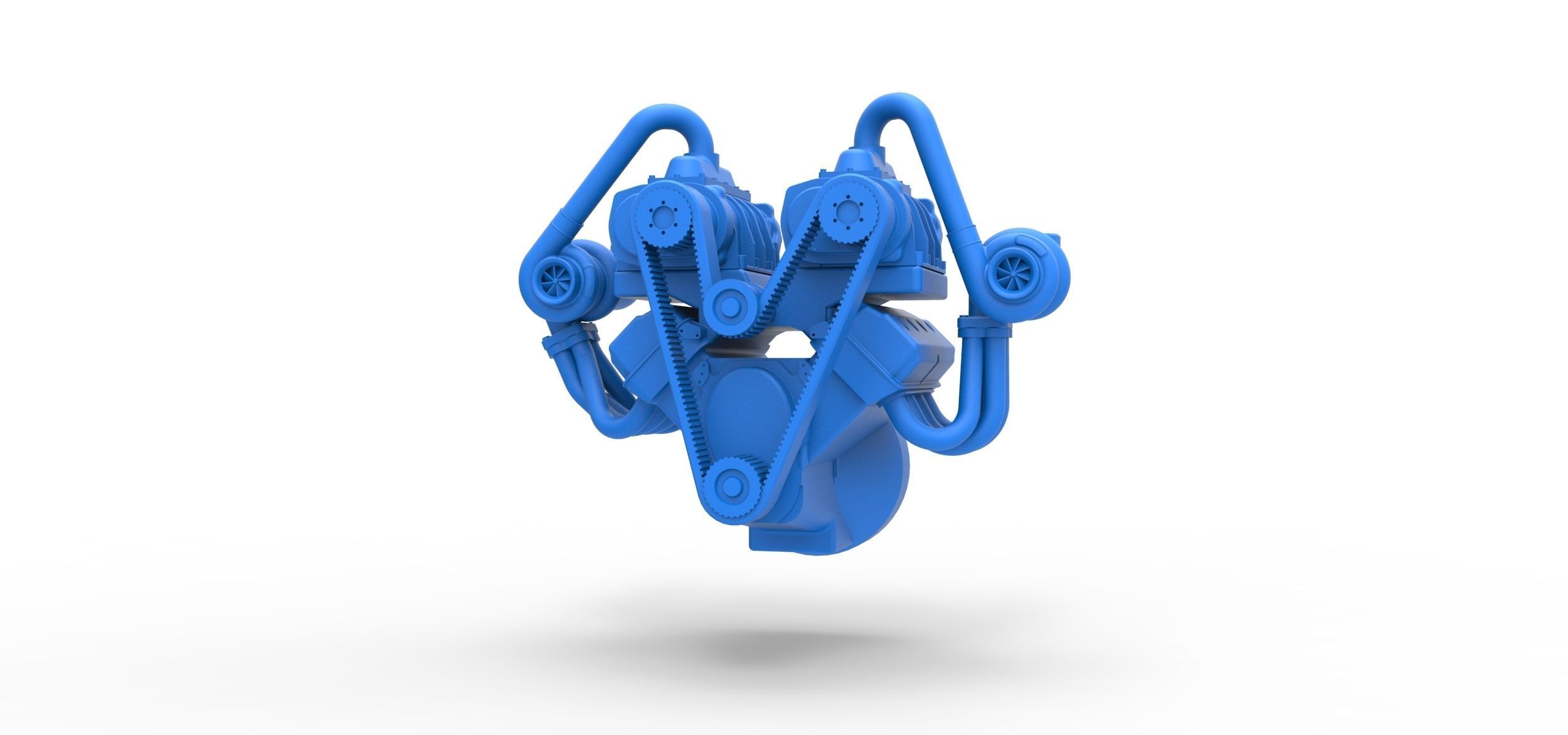 Twin turbo supercharged V8 Engine Version 6 Scale 1 to 25 3D print model_1