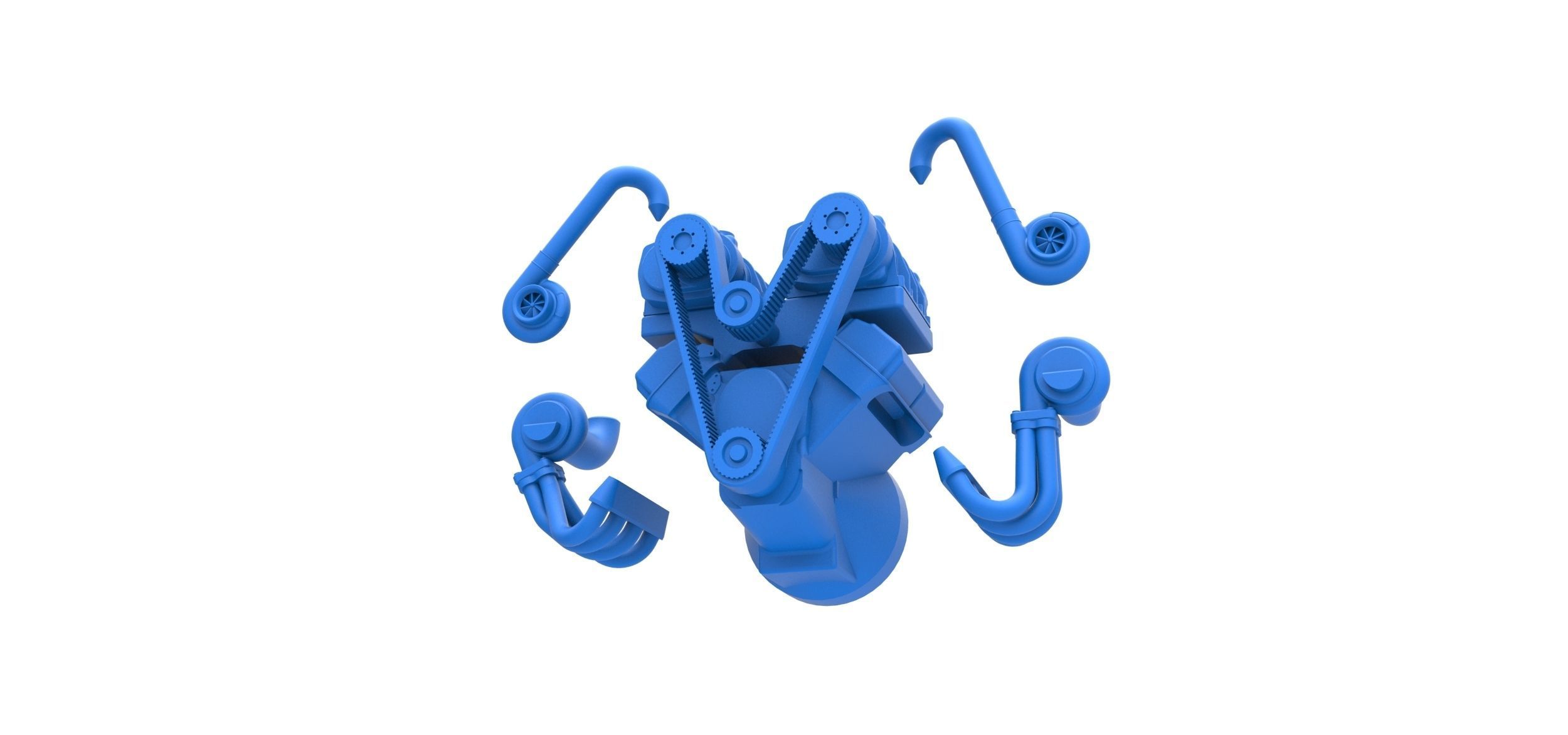 Twin turbo supercharged V8 Engine Version 6 Scale 1 to 25 3D print model_14