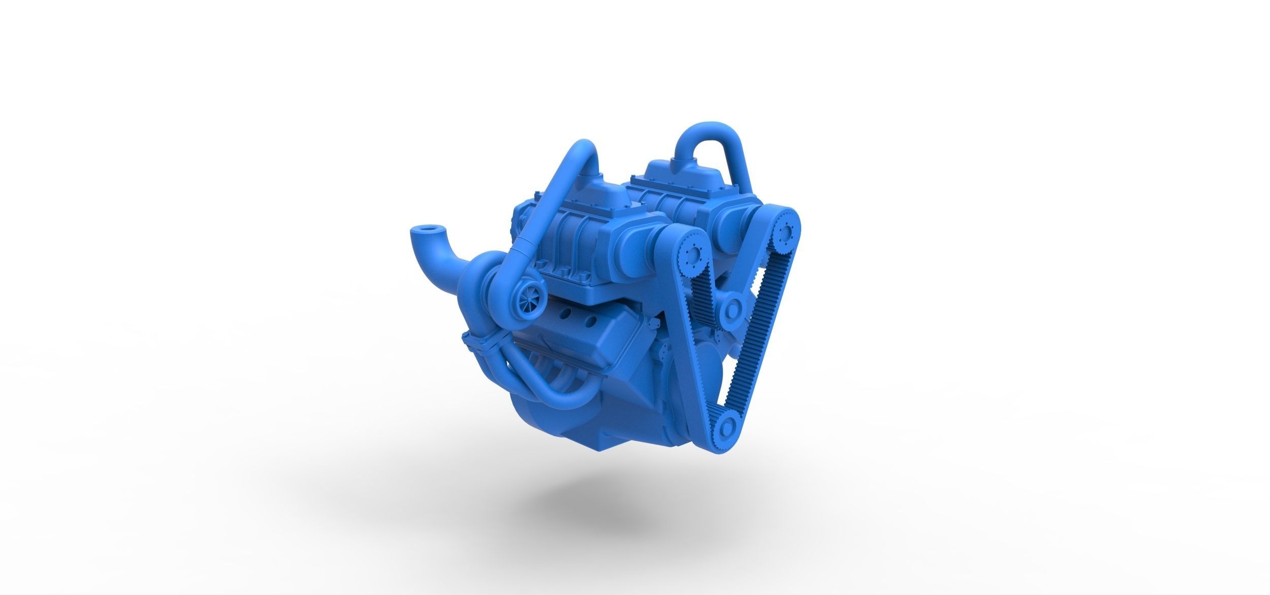 Twin turbo supercharged V8 Engine Version 6 Scale 1 to 25 3D print model_12