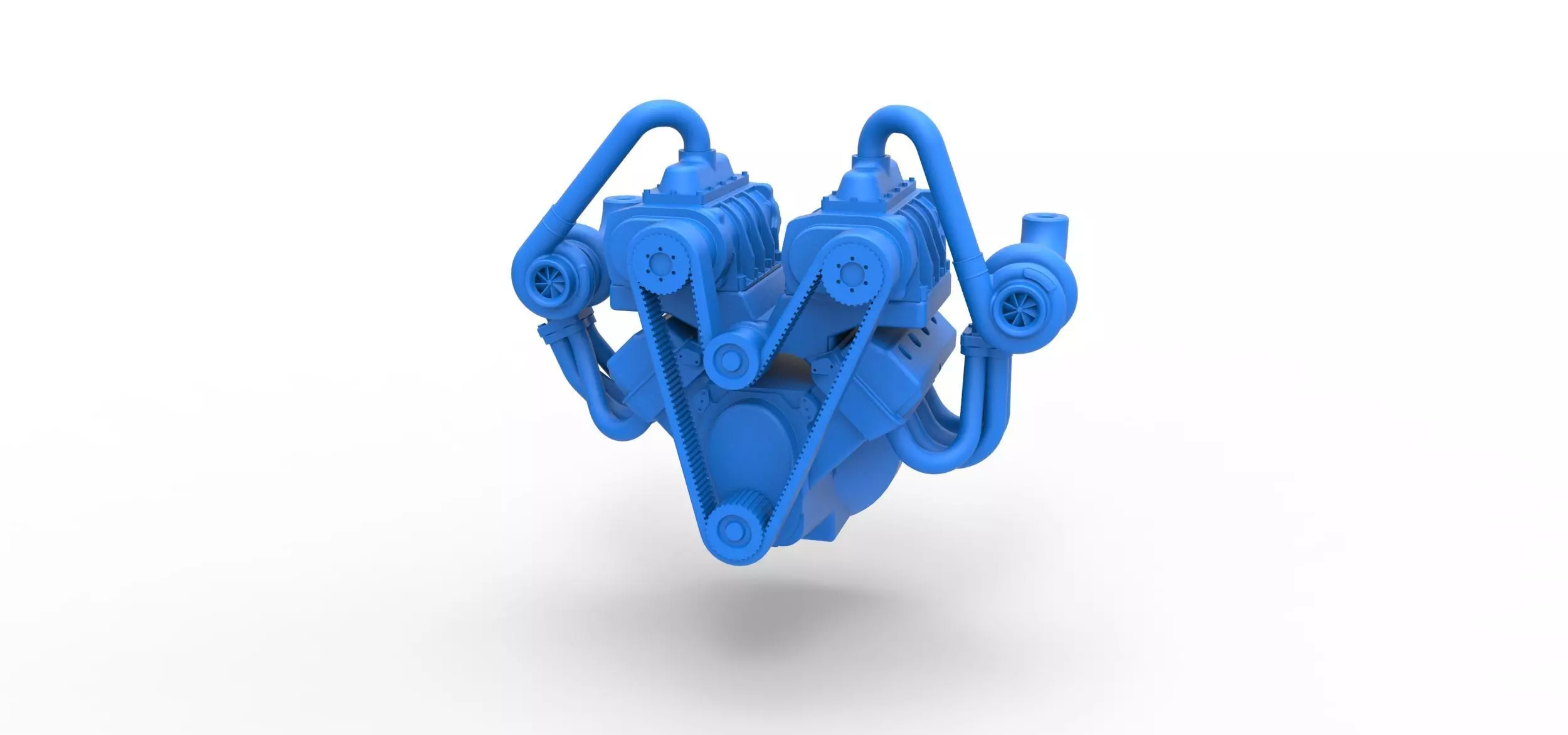 Twin turbo supercharged V8 Engine Version 6 Scale 1 to 25 3D print model_0