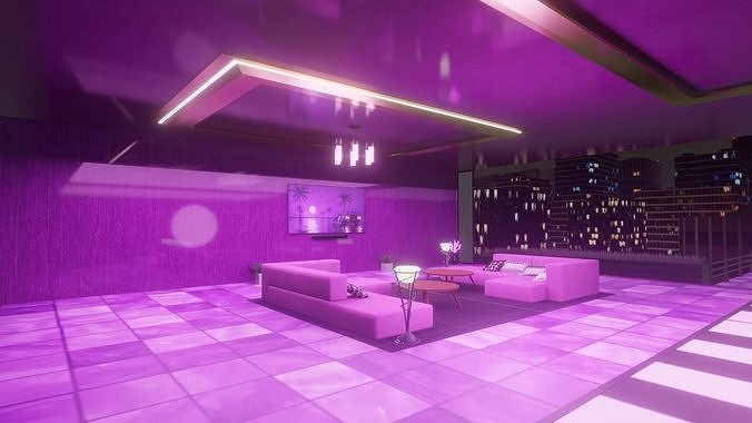 VR ROOFTOP APARTMENT - LOWPOLY BAKED AND PBR TEXTURES Low-poly 3D model