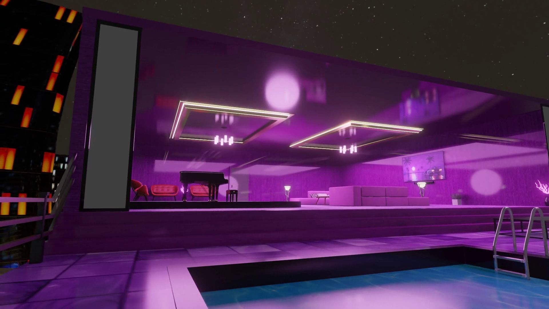 VR ROOFTOP APARTMENT - LOWPOLY BAKED AND PBR TEXTURES Low-poly 3D model_7