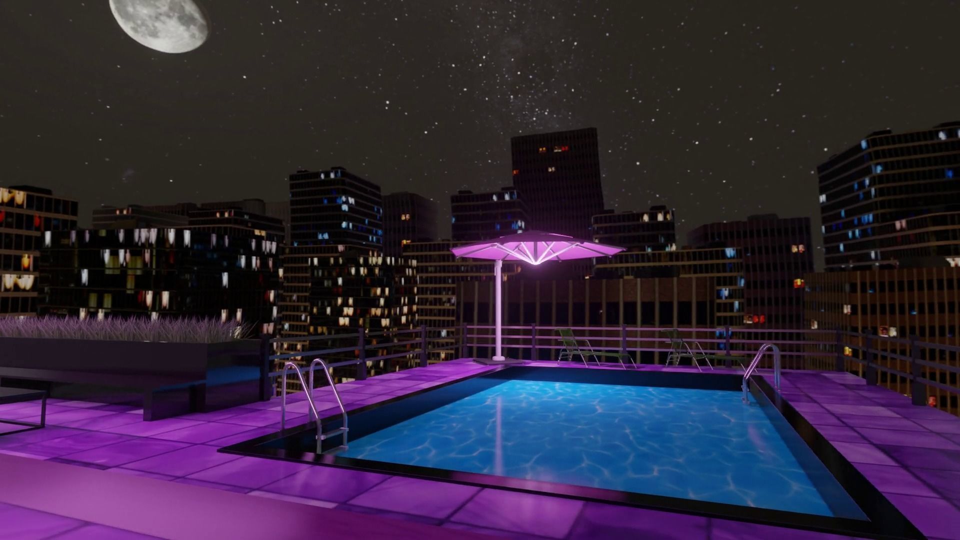 VR ROOFTOP APARTMENT - LOWPOLY BAKED AND PBR TEXTURES Low-poly 3D model_4