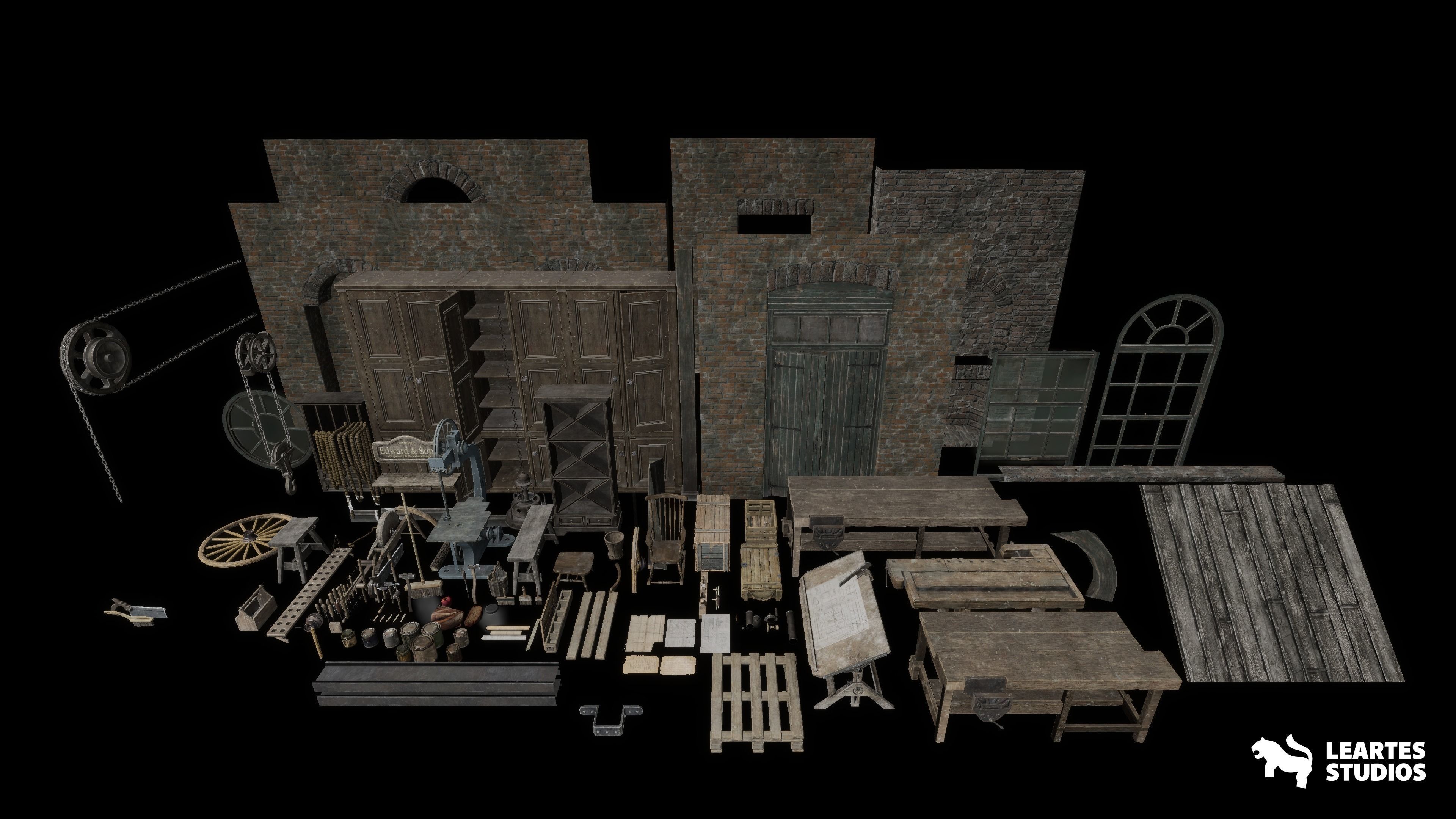 Carpenters Workshop Environment Low-poly 3D model_5