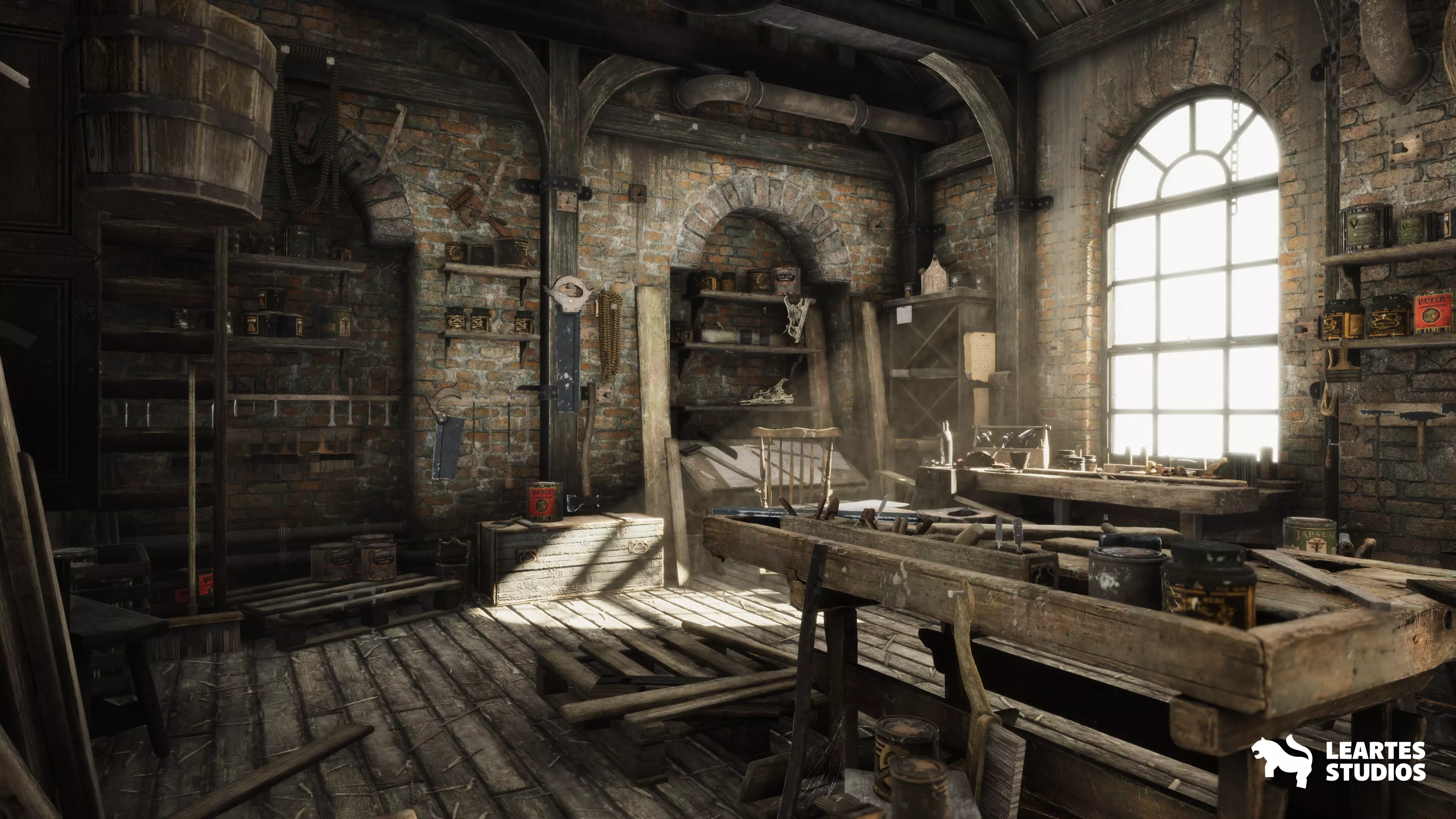 Carpenters Workshop Environment Low-poly 3D model_0