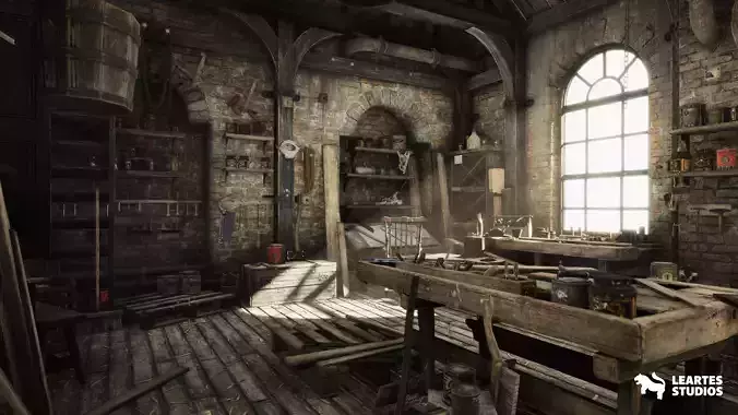Carpenters Workshop Environment Low-poly 3D model