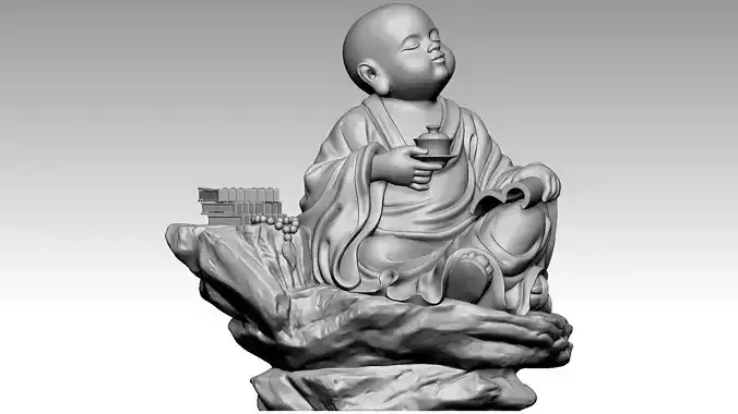 The little monk drinks tea 3D print model