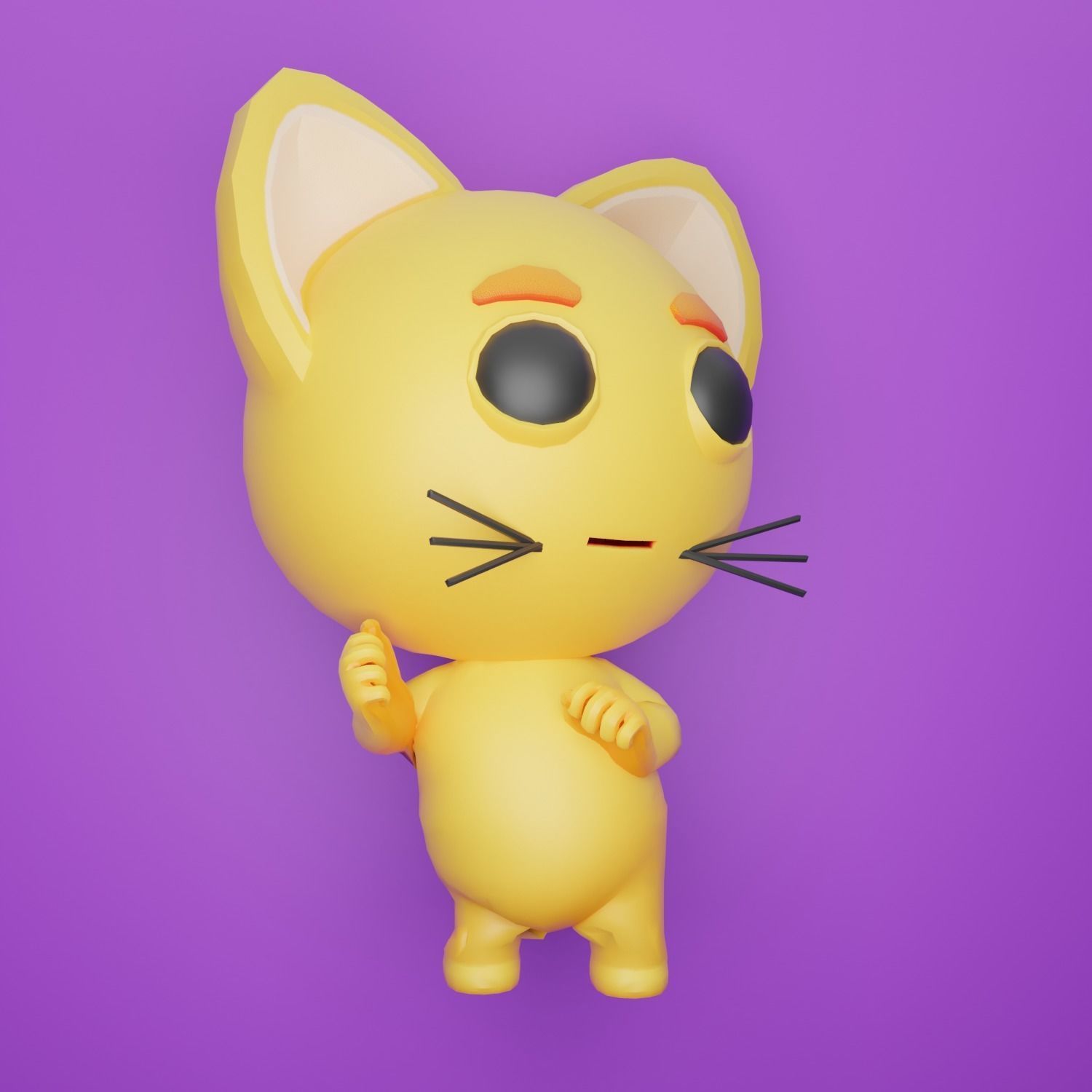 Cartoon Animated Cat Low-poly 3D model_1