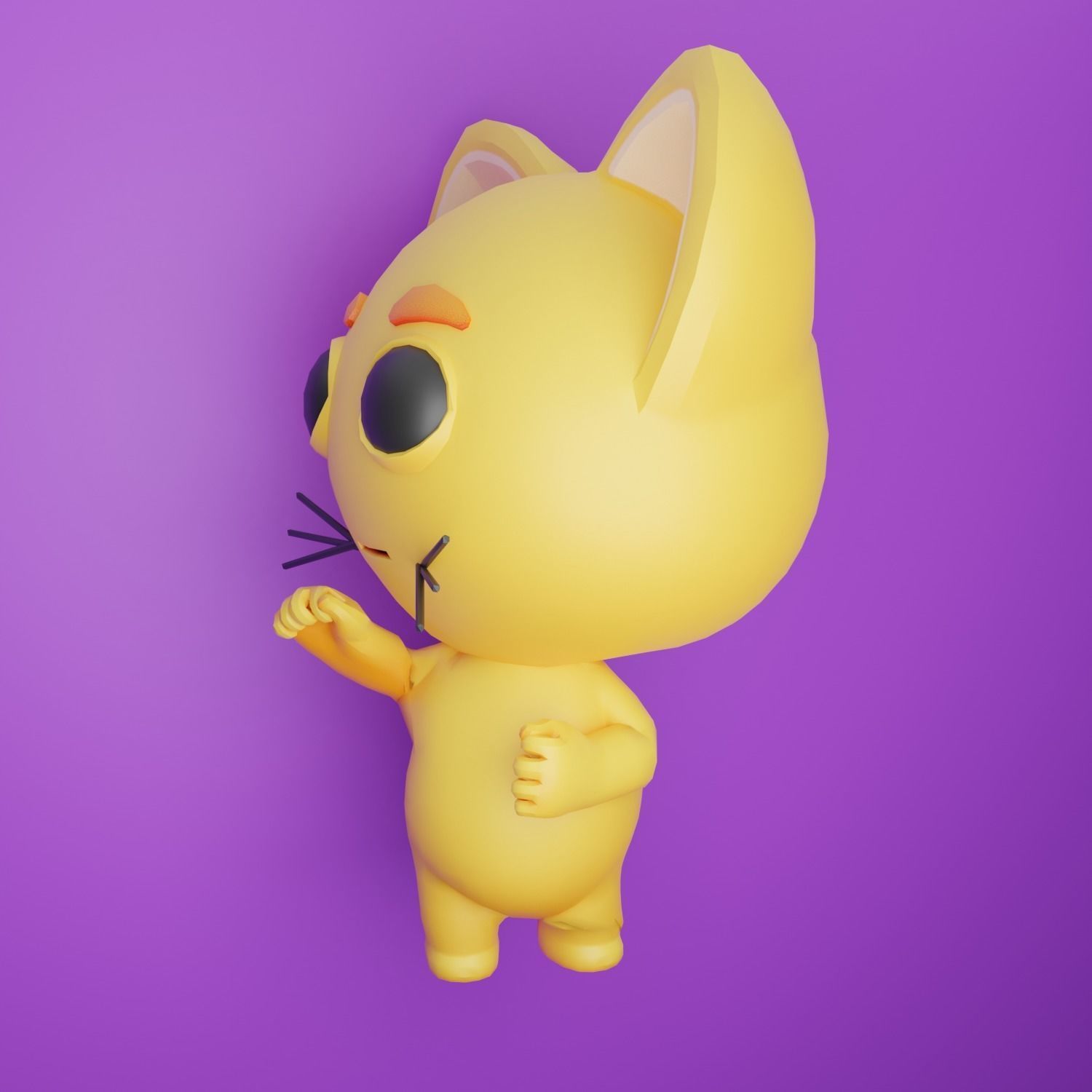 Cartoon Animated Cat Low-poly 3D model_2