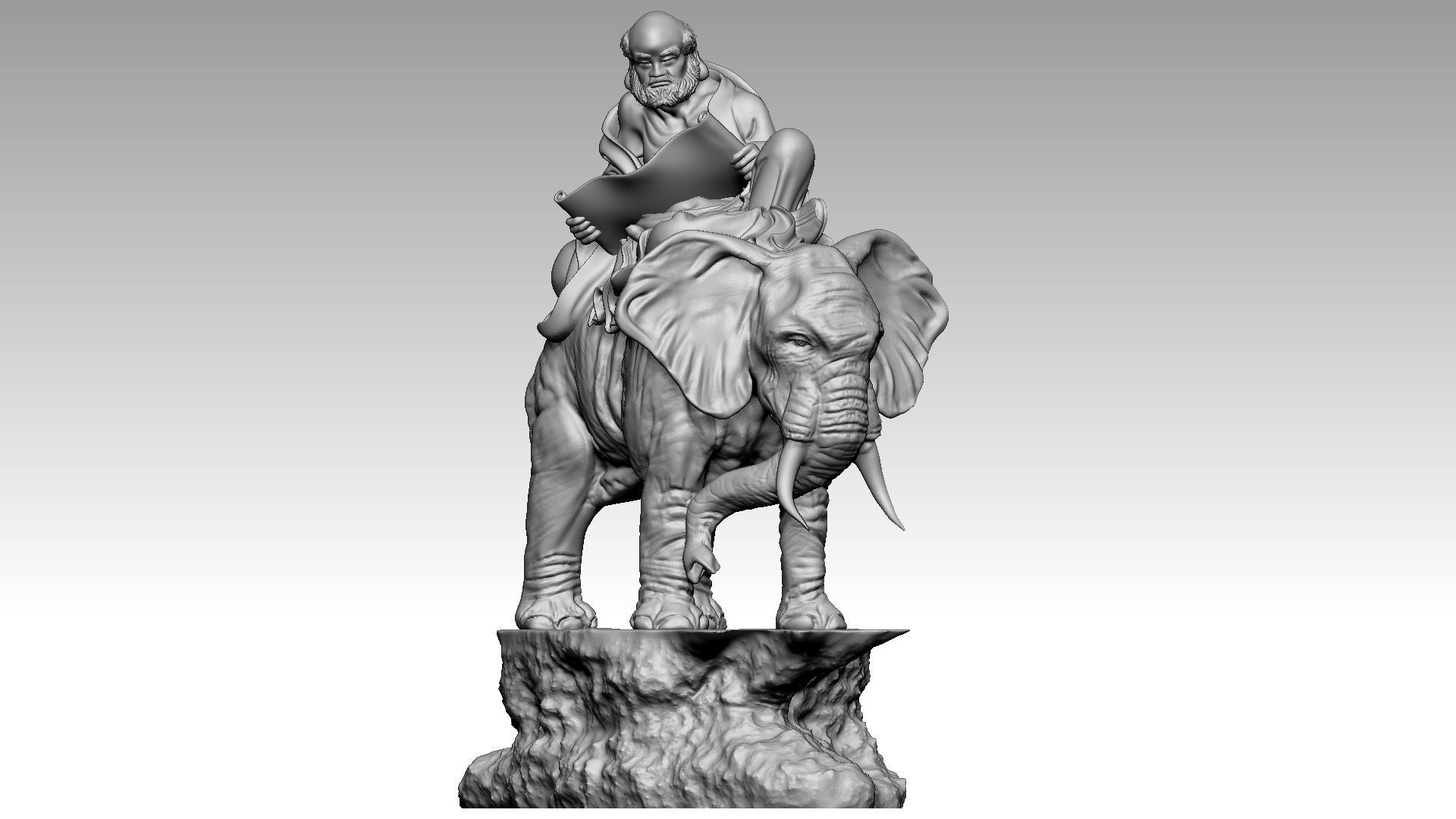 Arhat riding elephant 3D print model_7