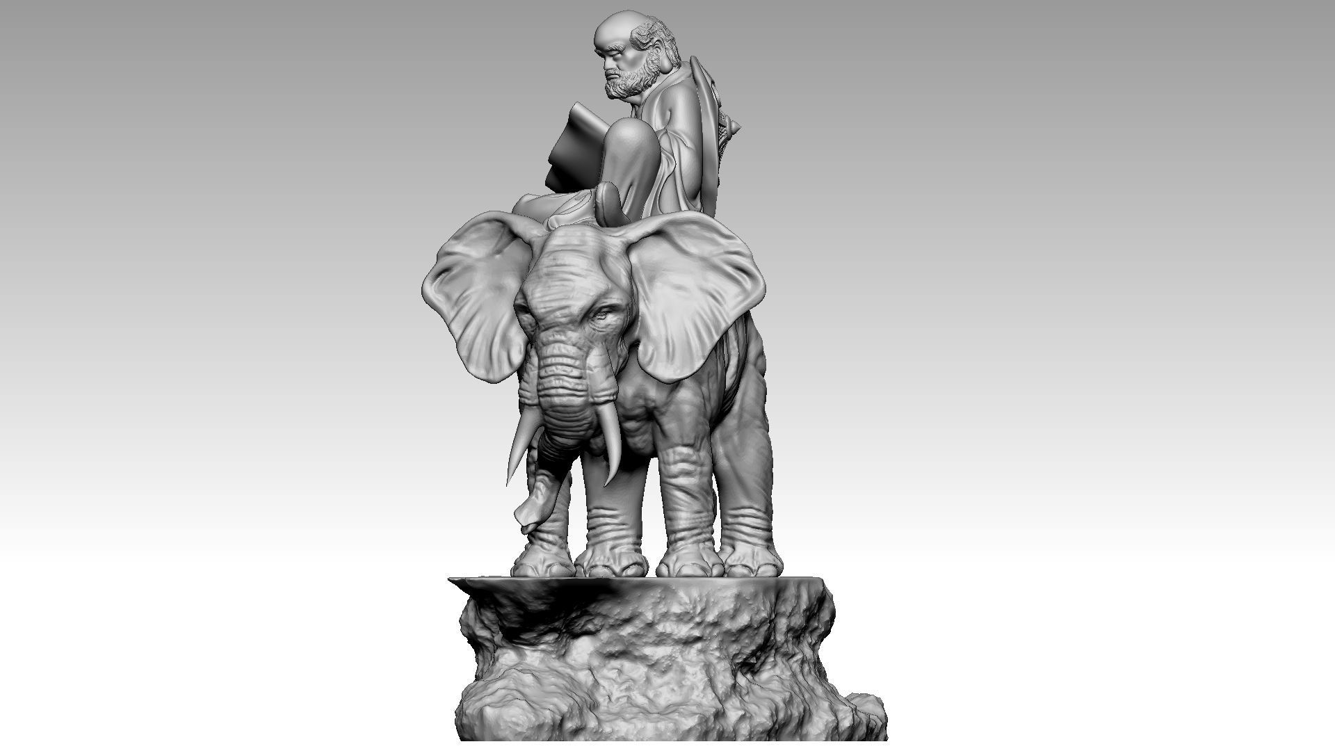 Arhat riding elephant 3D print model_6