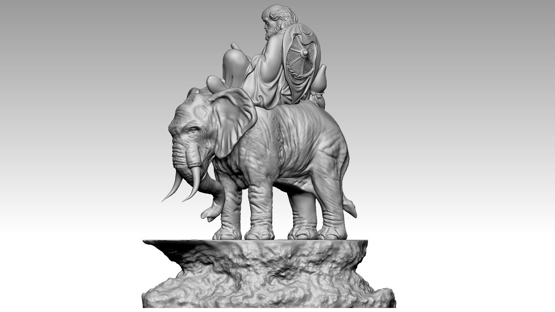 Arhat riding elephant 3D print model_5