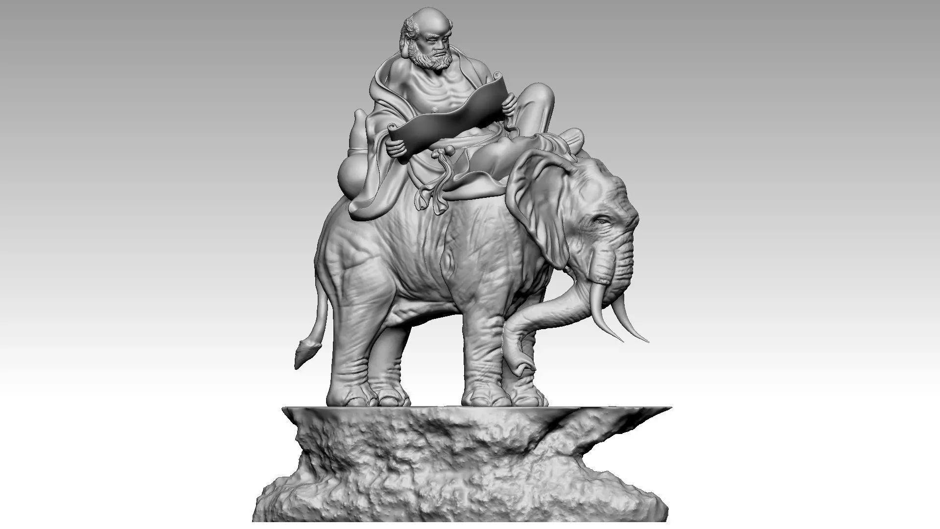 Arhat riding elephant 3D print model_0