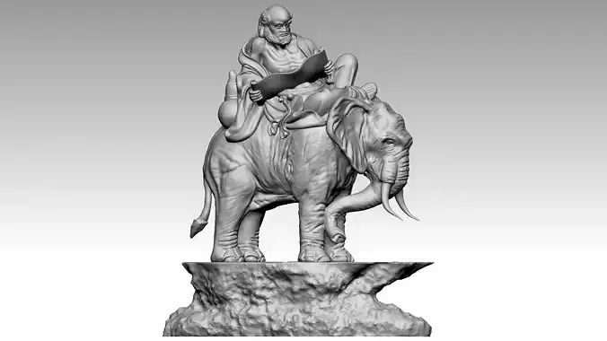 Arhat riding elephant 3D print model