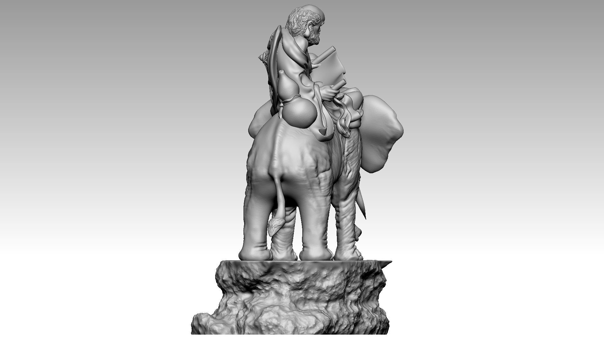 Arhat riding elephant 3D print model_2