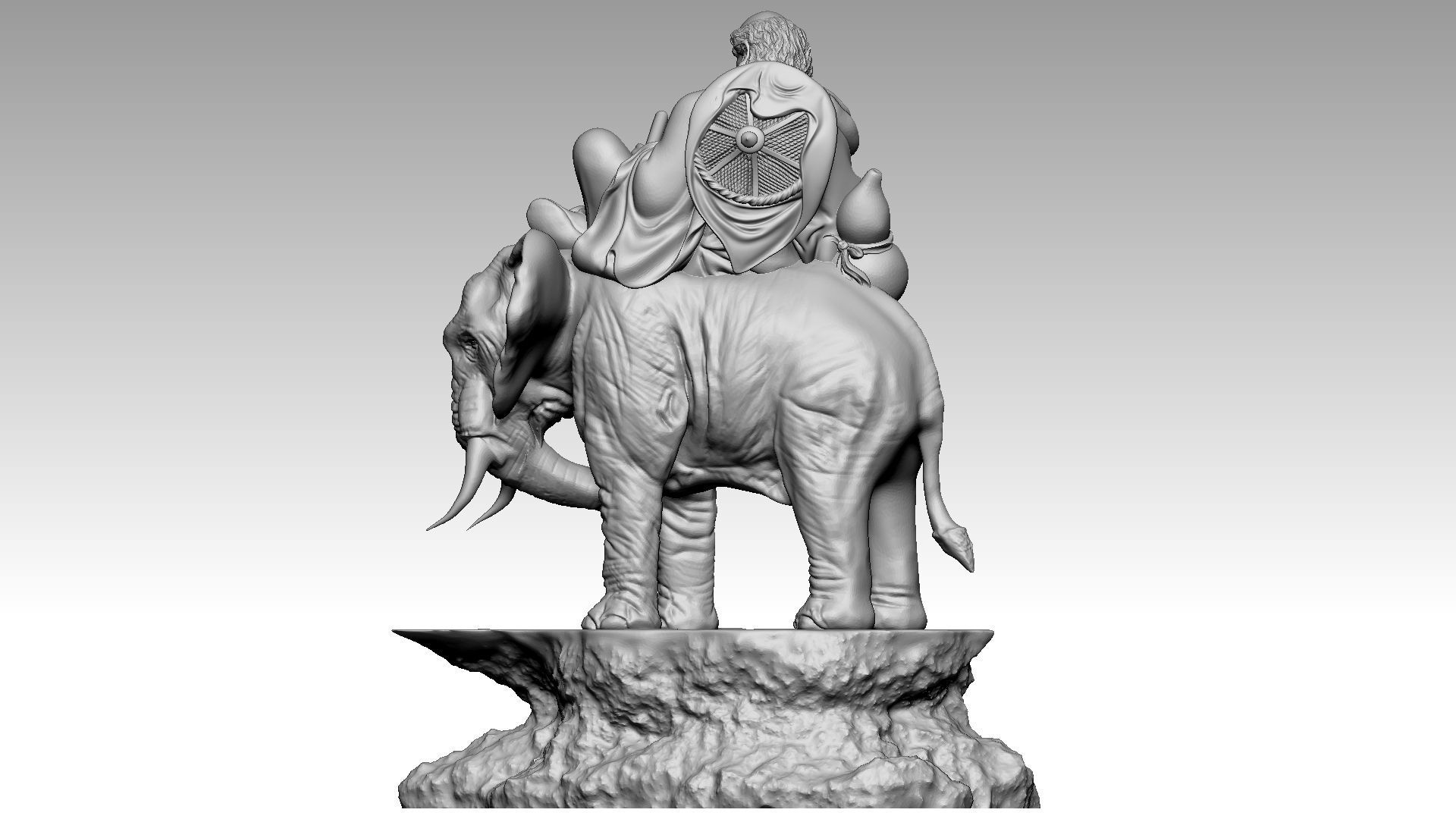 Arhat riding elephant 3D print model_4