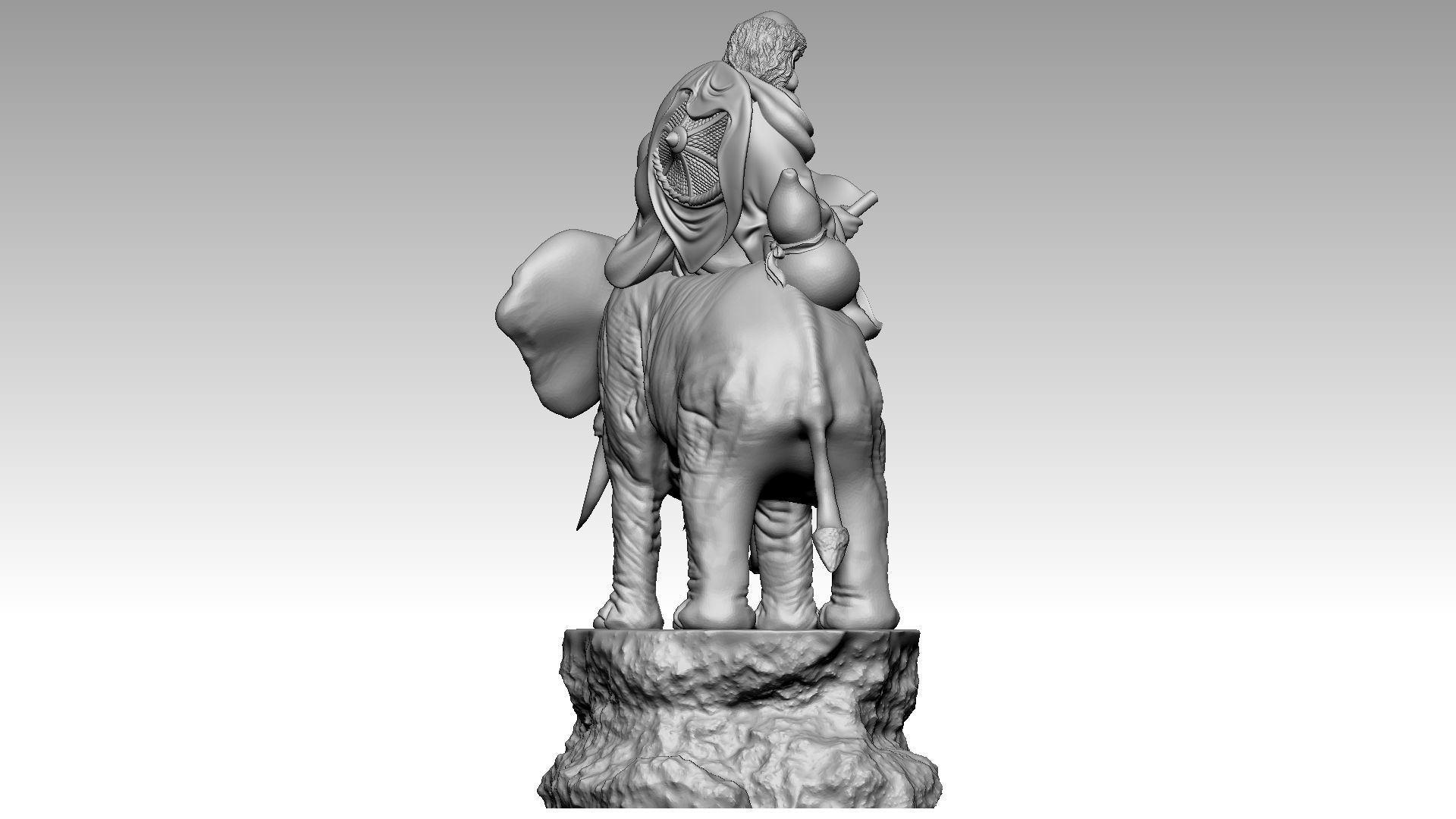 Arhat riding elephant 3D print model_3