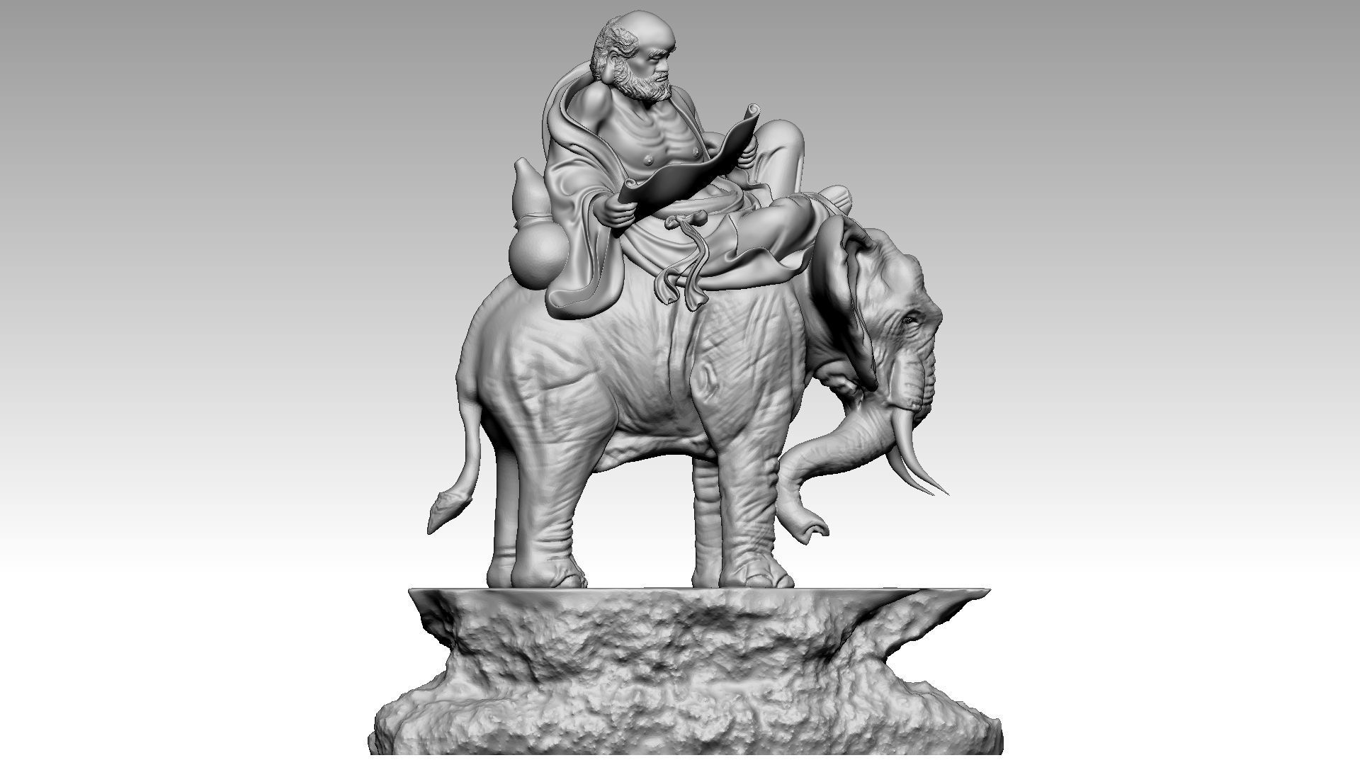 Arhat riding elephant 3D print model_1