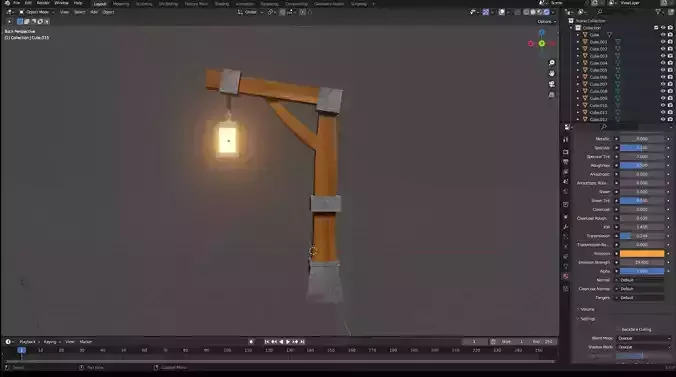 street light Medieval Lamp post Low poly  Low-poly 3D model