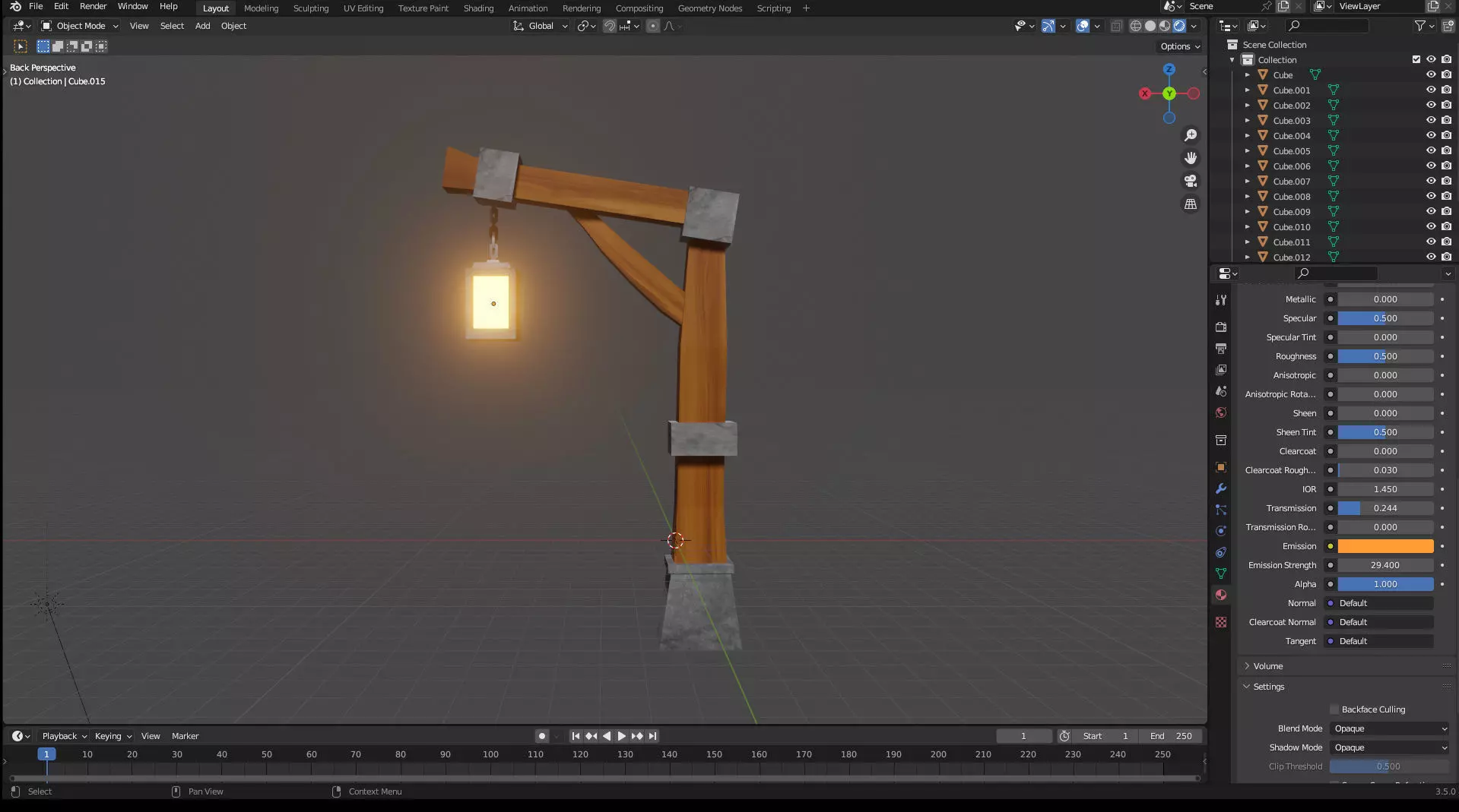 street light Medieval Lamp post Low poly Low-poly 3D model_0