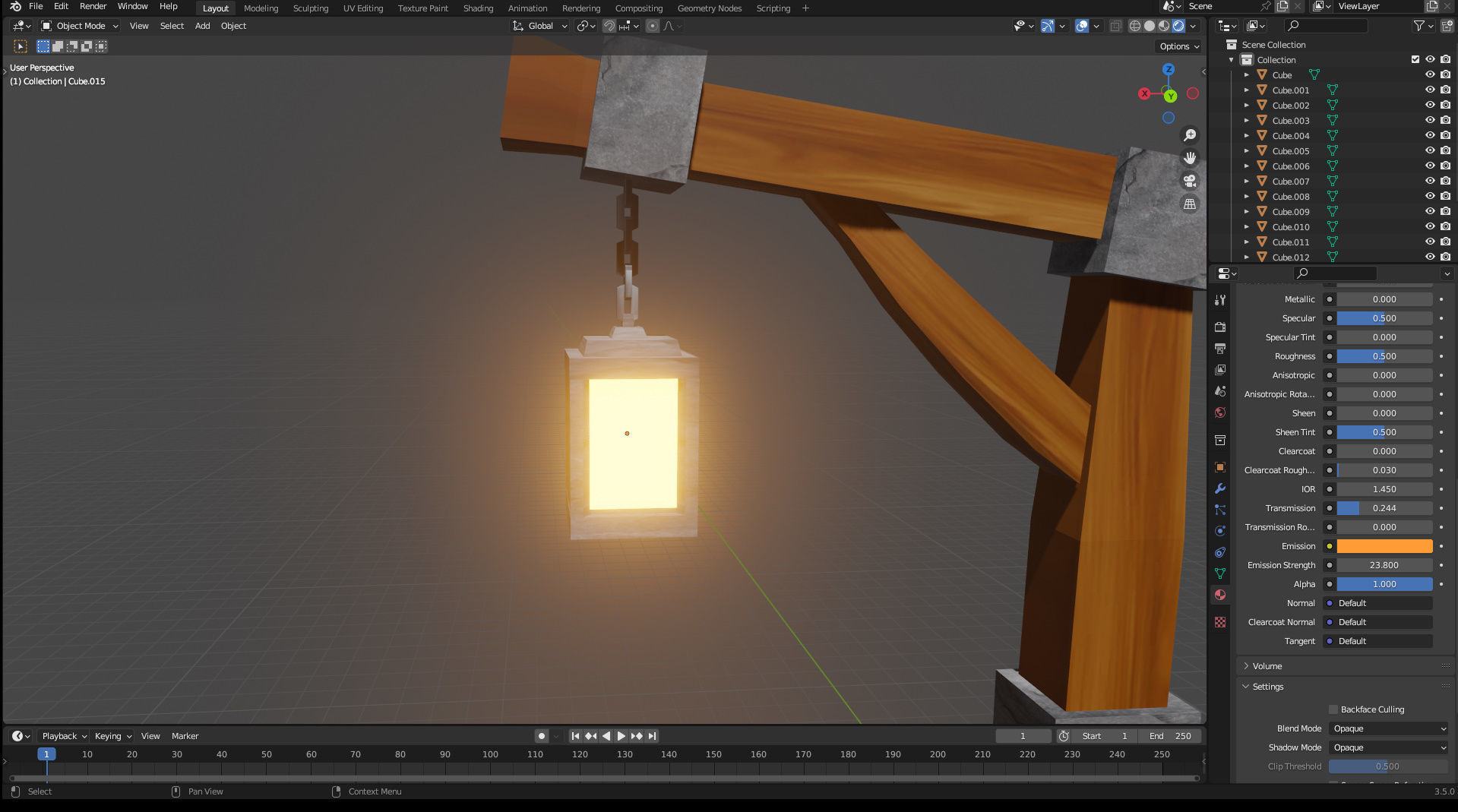 street light Medieval Lamp post Low poly Low-poly 3D model_4