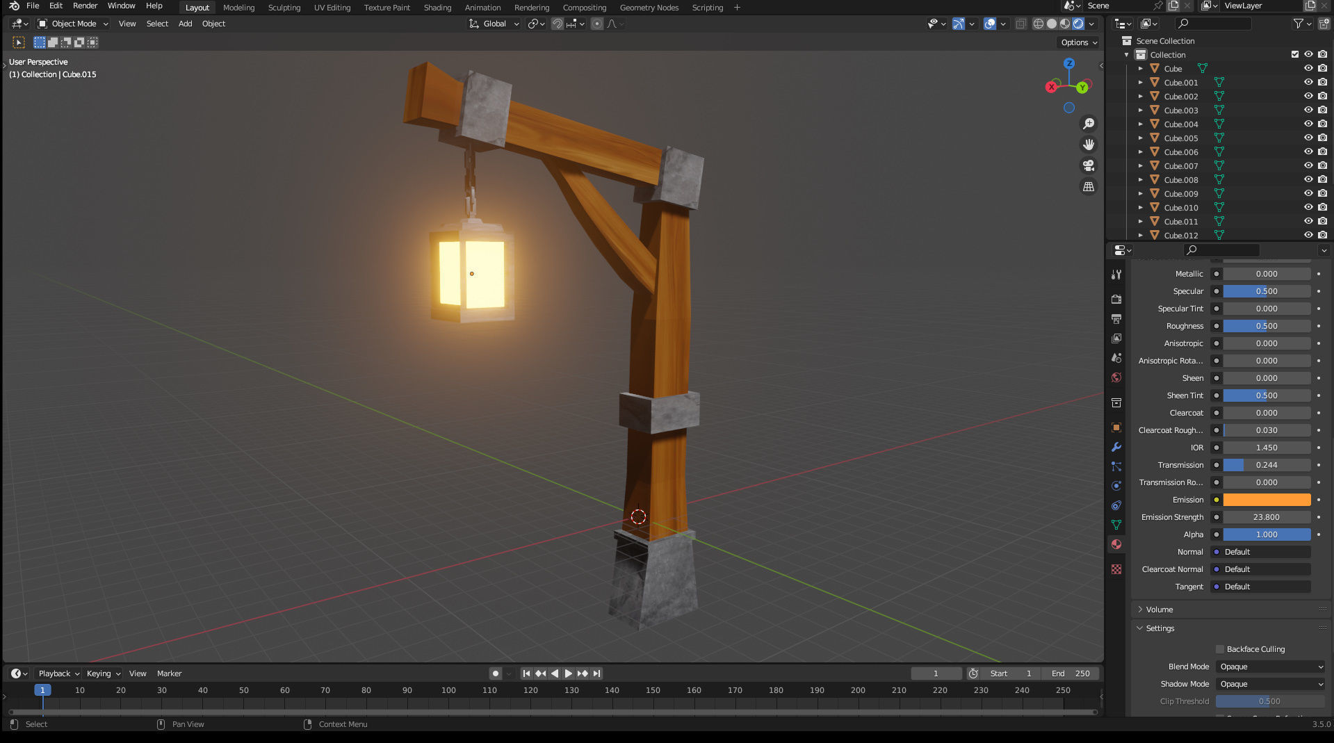 street light Medieval Lamp post Low poly Low-poly 3D model_3