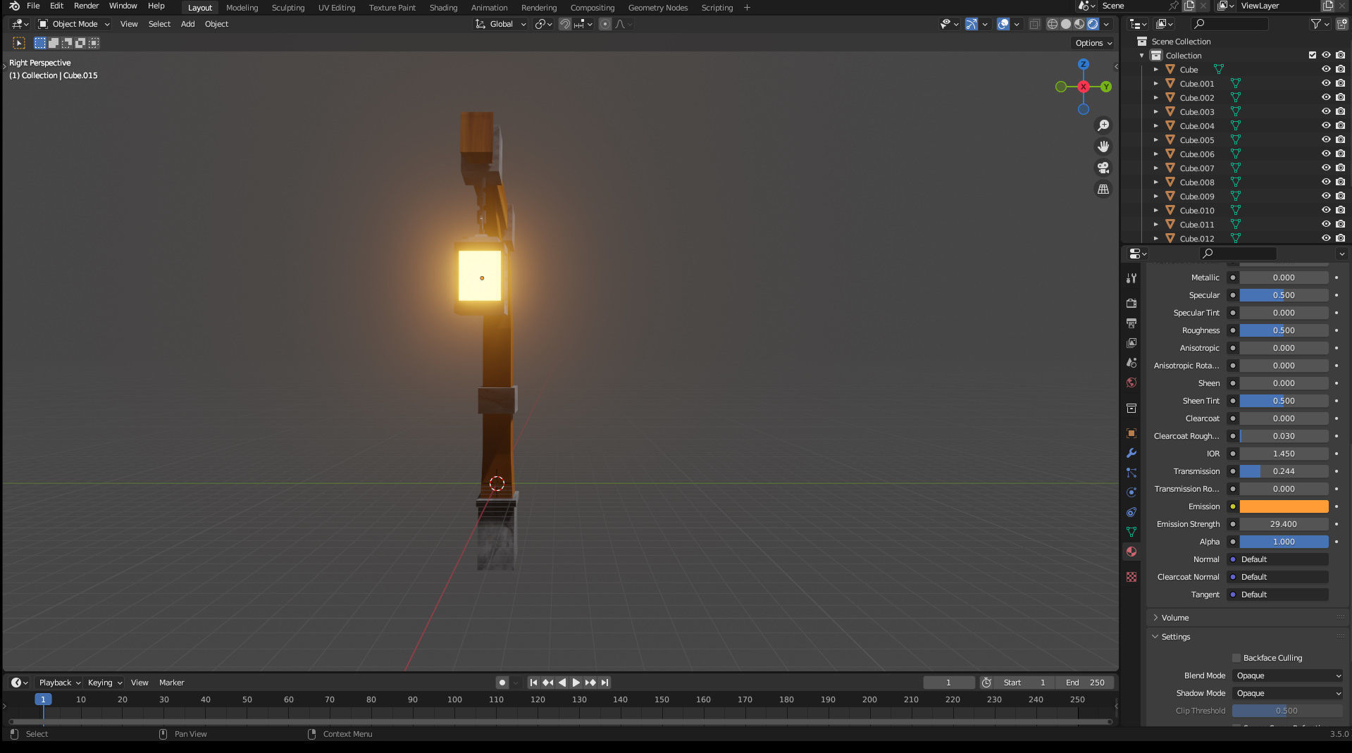 street light Medieval Lamp post Low poly Low-poly 3D model_1