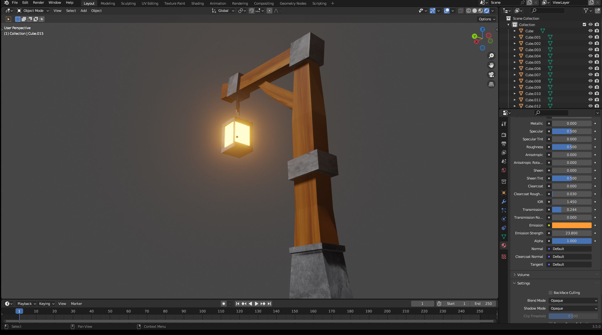 street light Medieval Lamp post Low poly Low-poly 3D model_5