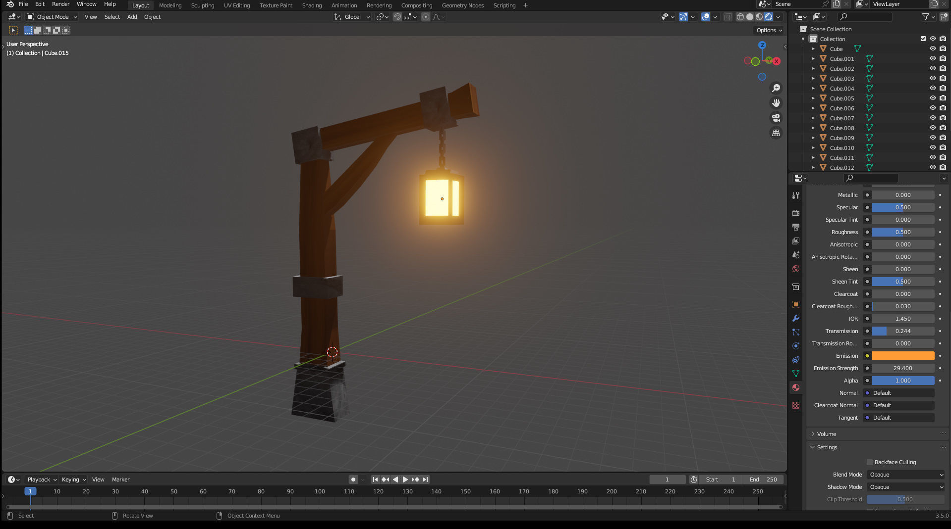 street light Medieval Lamp post Low poly Low-poly 3D model_2