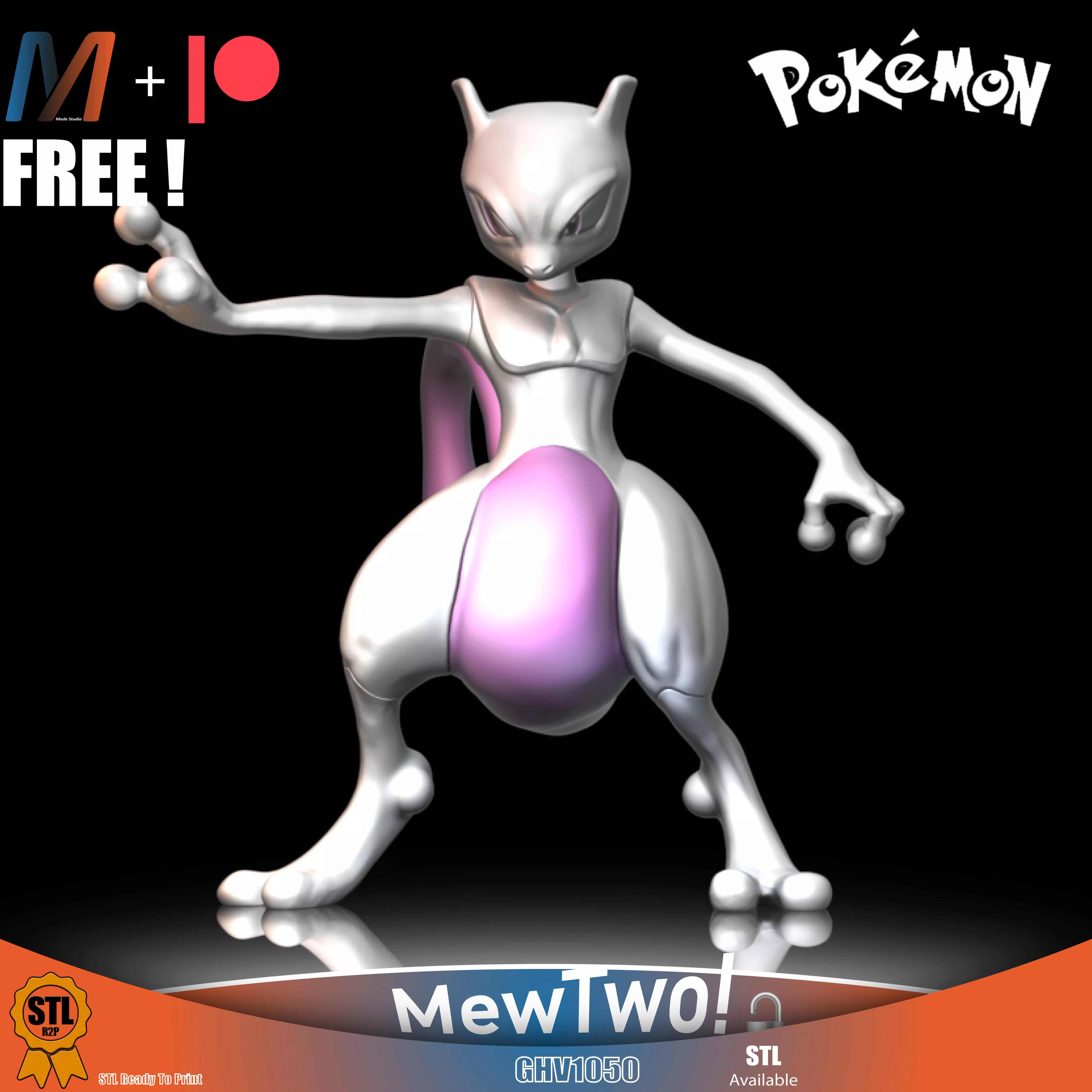 GHV1050 POKEMON MEWTWO 3D print model
