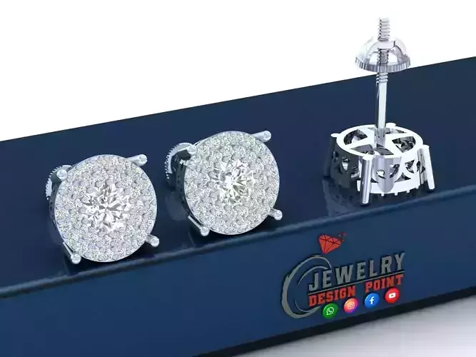 Custom Round Studs Cluster Diamond Studs Earring - Unisex