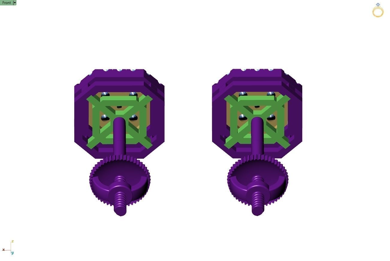 Custom Emerald Square Shape Round Diamond Studs - Earrings 10mm 3D print model_10