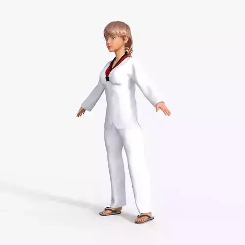 3D Karate Lady Rigged 3D model