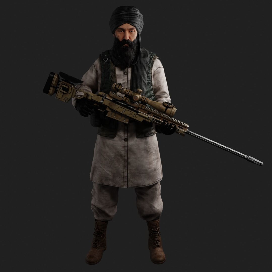 Afghan character Free low-poly 3D model_9