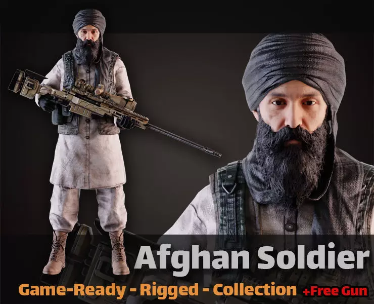 Afghan character Free low-poly 3D model_0