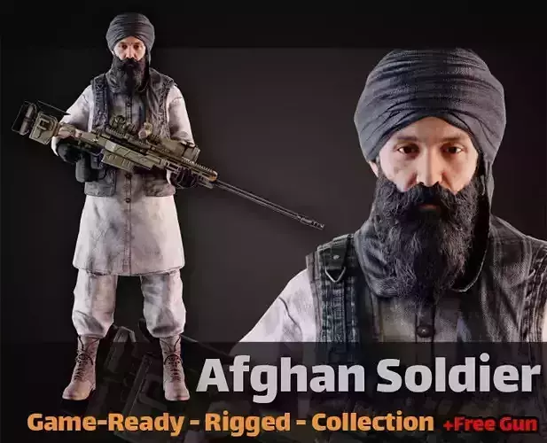 Afghan character Free low-poly 3D model