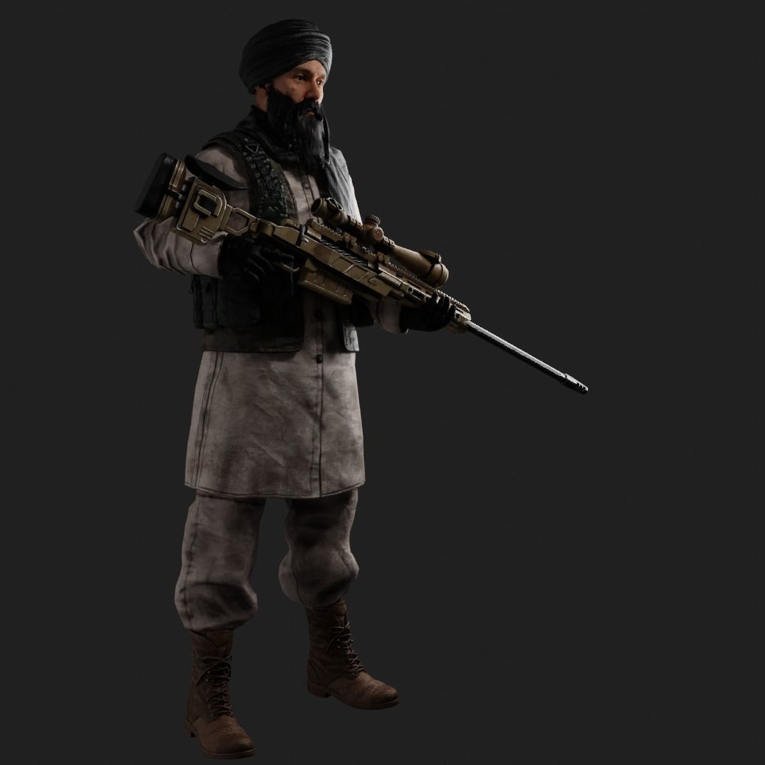 Afghan character Free low-poly 3D model_10