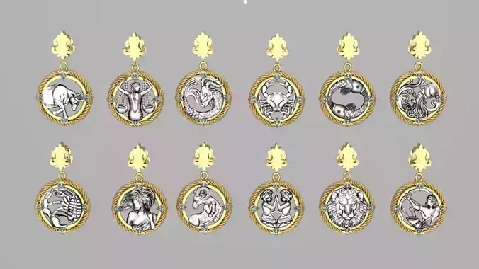 Zodiac Symbols theme 2 twopoly frame with diamonds