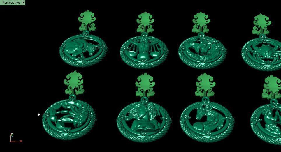 Zodiac Symbols theme 2 twopoly frame with diamonds 3D print model_7