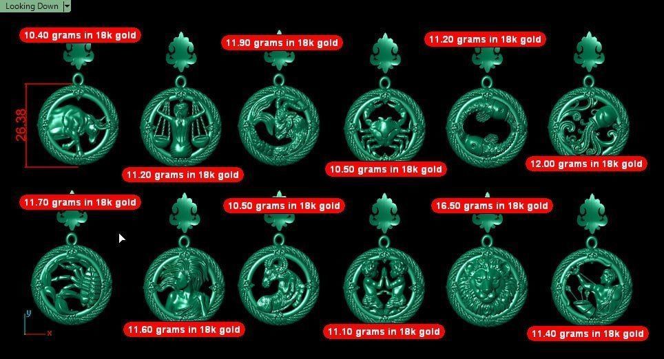 Zodiac Symbols theme 2 twopoly frame with diamonds 3D print model_9