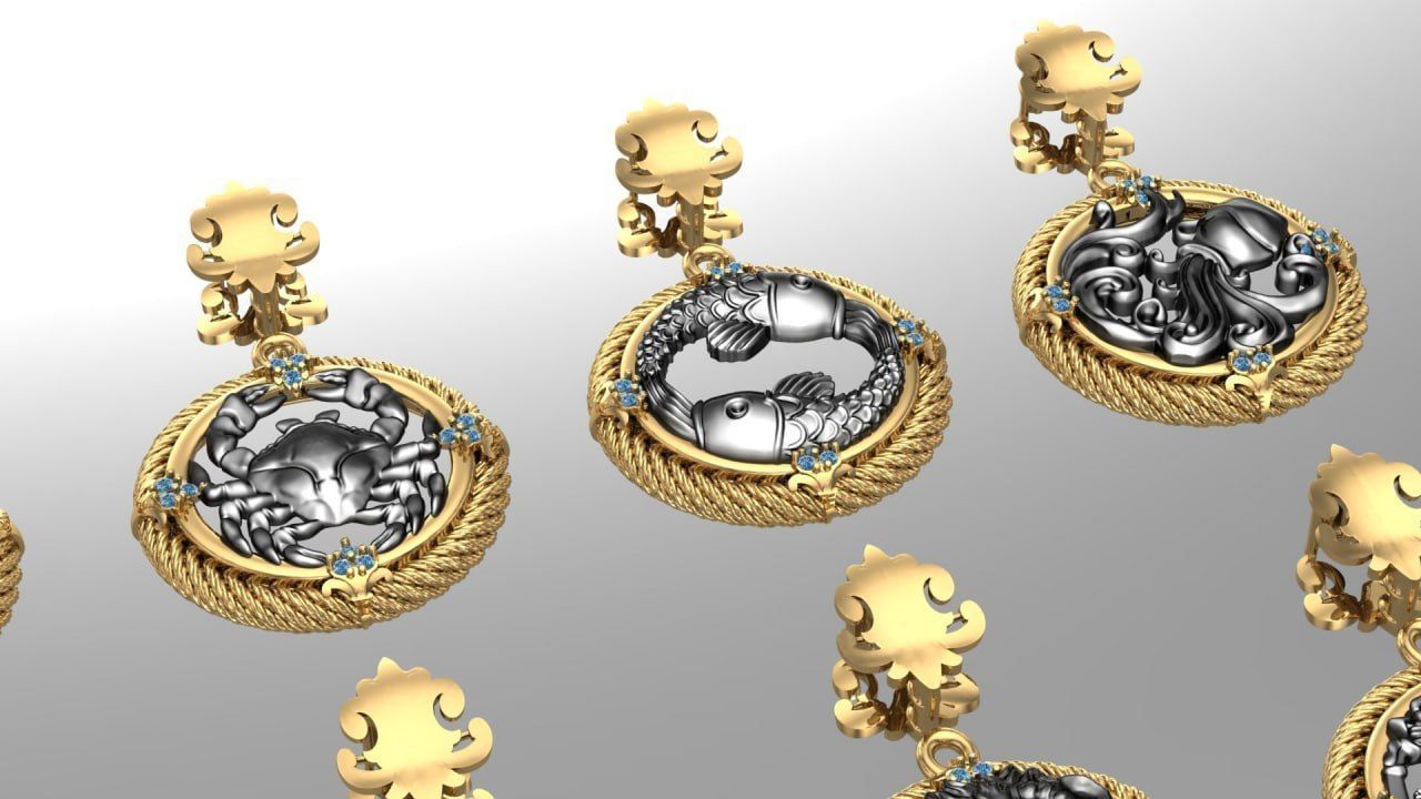 Zodiac Symbols theme 2 twopoly frame with diamonds 3D print model_5